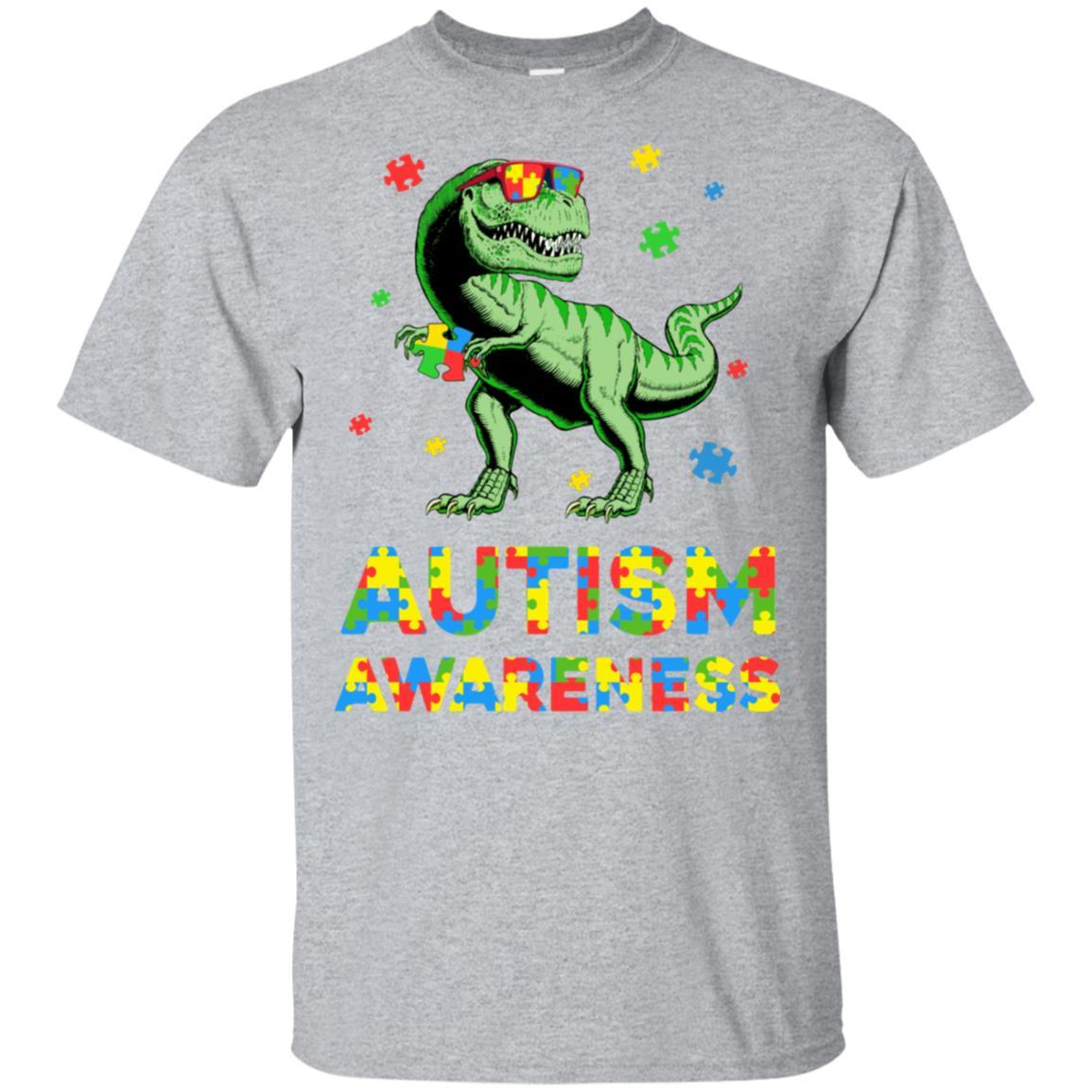 Dinosaur Puzzle Autism Awareness For Boys Girls-T-Shirt & Hoodie-Classic T-Shirt-Sport Grey
