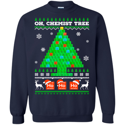 Oh Chemistry Tree Science Christmas Ugly Sweater-T-Shirt & Sweatshirt-Crewneck Sweatshirt-Navy