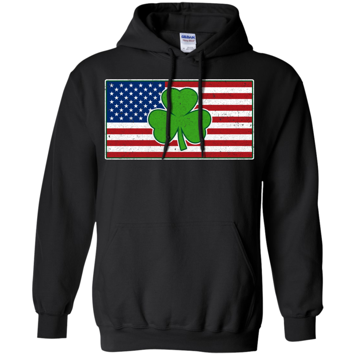 Shamrock Ireland USA Irish American Flag Gift-T-Shirt & Hoodie-Pullover Hoodie-Black