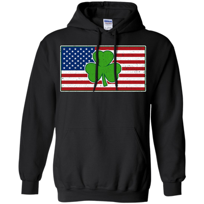 Shamrock Ireland USA Irish American Flag Gift-T-Shirt & Hoodie-Pullover Hoodie-Black