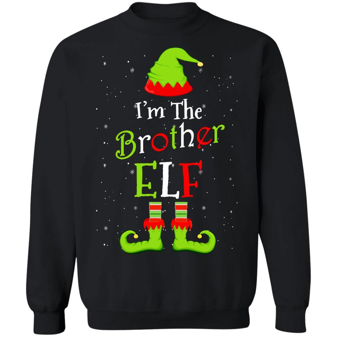 I'm The Brother Elf Family Matching Funny Christmas Group Gift-T-Shirt & Sweatshirt-Crewneck Sweatshirt-Black