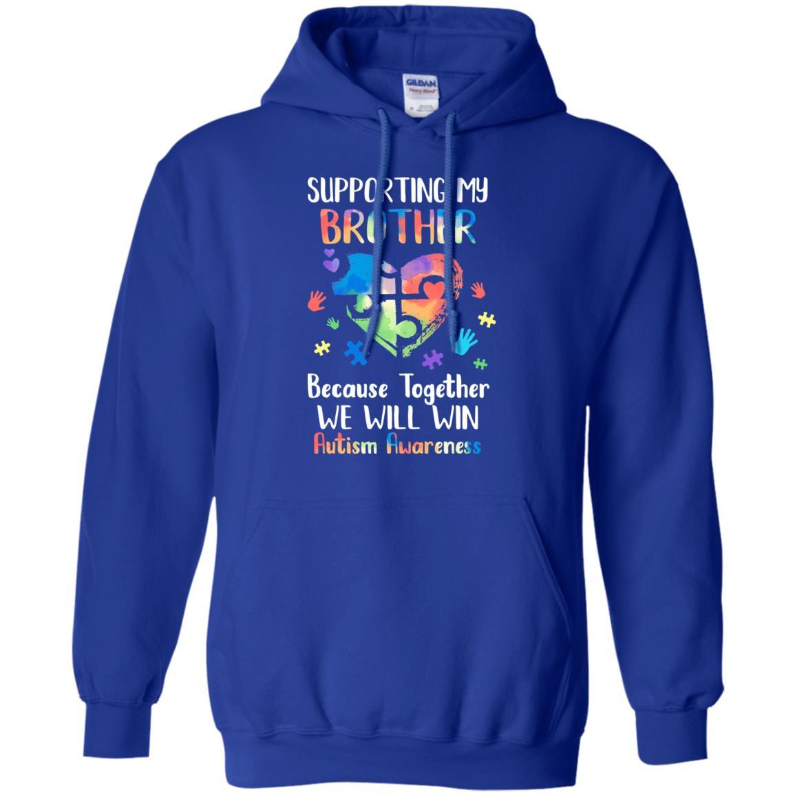 Supporting My Brother Puzzle Autism Awareness Month-T-Shirt & Hoodie-Pullover Hoodie-Royal