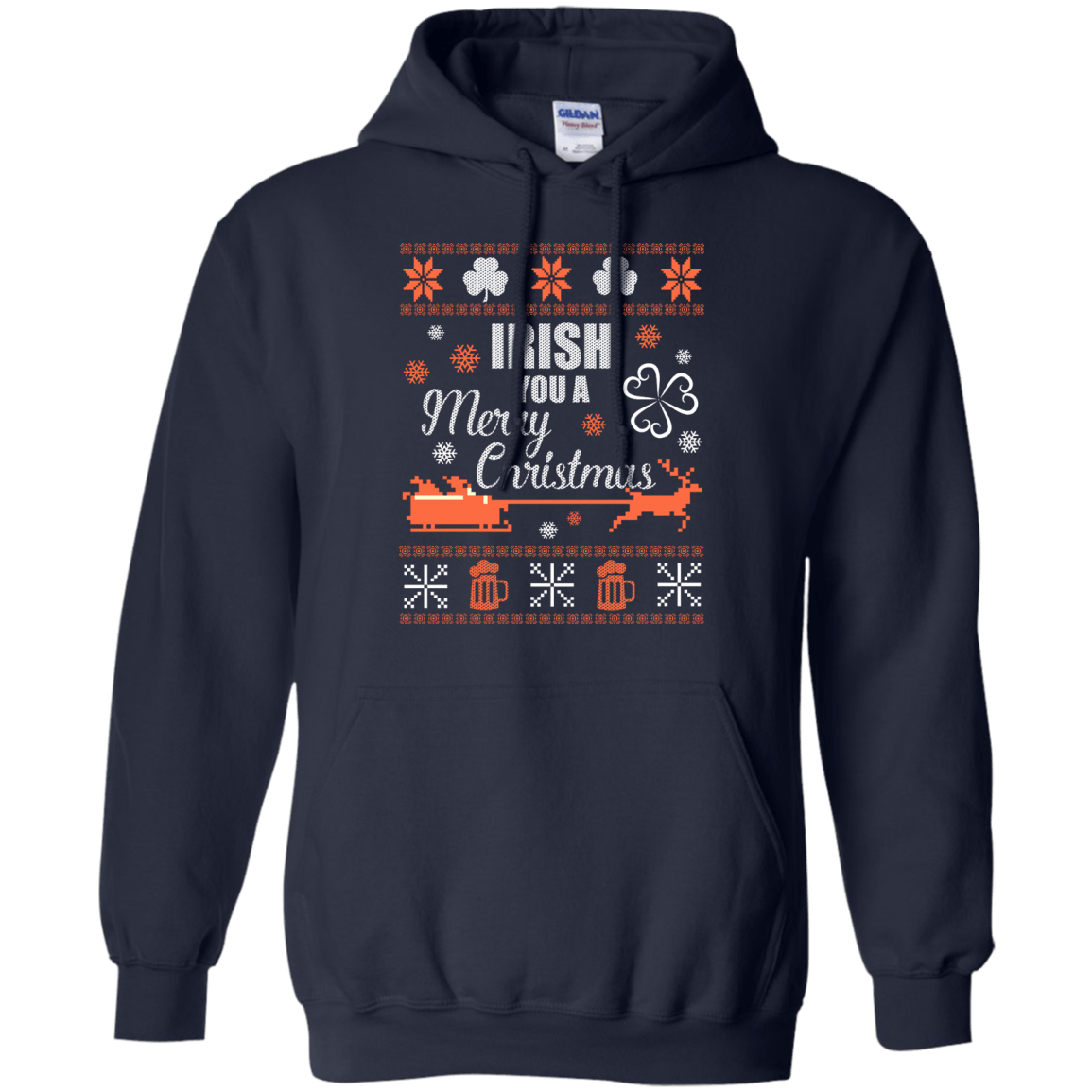 Irish You A Merry Chrristmas-T-Shirt & Hoodie-Pullover Hoodie-Navy