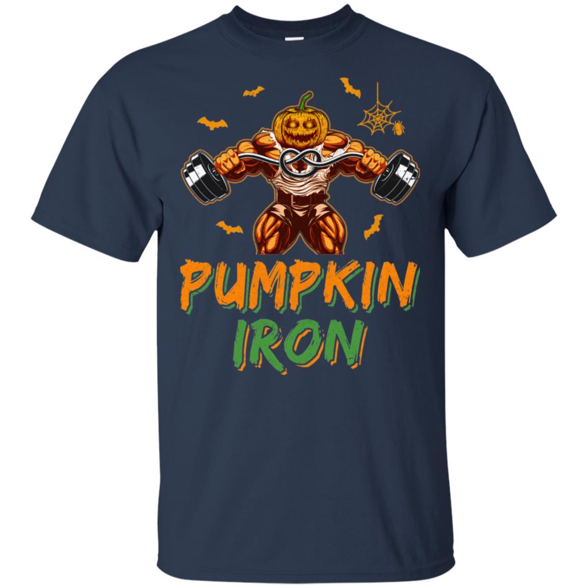 Halloween Gym Workout Pumpkin Iron Motivation For Men-T-Shirt & Hoodie-Classic T-Shirt-Navy