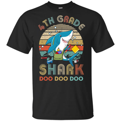 4th Grade Shark Doo Doo Doo Funny Back To School-T-Shirt & Hoodie-Youth T-Shirt-Black