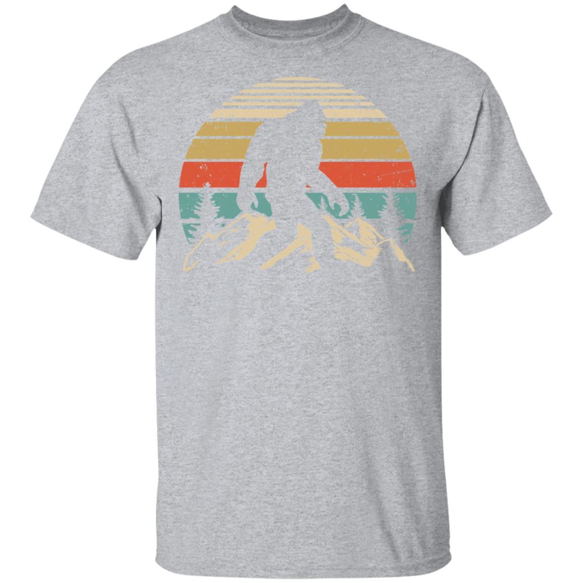 Vintage Bigfoot Silhouette Mountain Sun Believe-T-Shirt & Hoodie-Classic T-Shirt-Sport Grey
