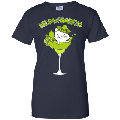 Meowgarita Margarita Cat Lover T Shirt-T-Shirt & Hoodie-Women's T-Shirt-Navy