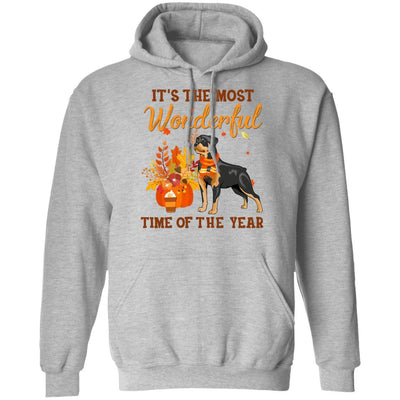 Rottweiler Autumn It's The Most Wonderful Time Of The Year-T-Shirt & Hoodie-Pullover Hoodie-Sport Grey
