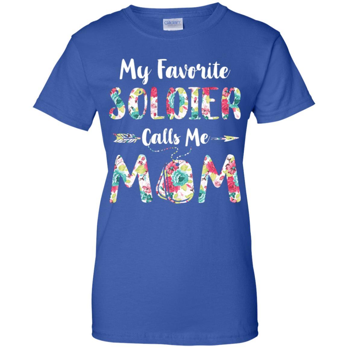 Floral My Favorite Soldier Calls Me Mom Mothers Day Gift-T-Shirt & Hoodie-Women's T-Shirt-Royal
