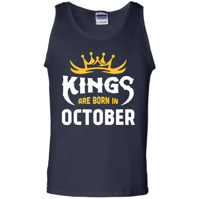 Kings Are Born In October-T-Shirt & Hoodie-Unisex Tank-Navy