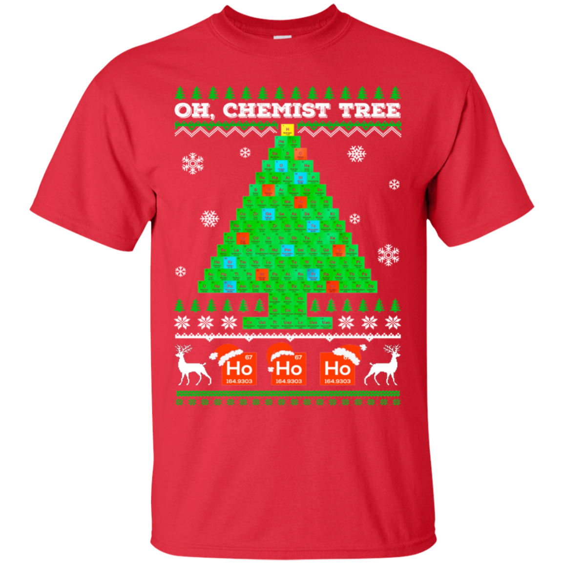 Oh Chemistry Tree Science Christmas Ugly Sweater-T-Shirt & Sweatshirt-Classic T-Shirt-Red