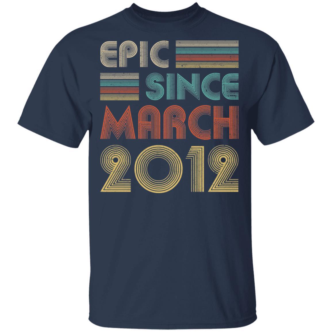 Epic Since March 2012 Vintage 9th Birthday Gifts Youth-Youth Shirt-Youth T-Shirt-Navy