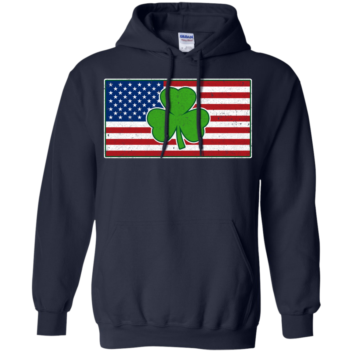 Shamrock Ireland USA Irish American Flag Gift-T-Shirt & Hoodie-Pullover Hoodie-Navy