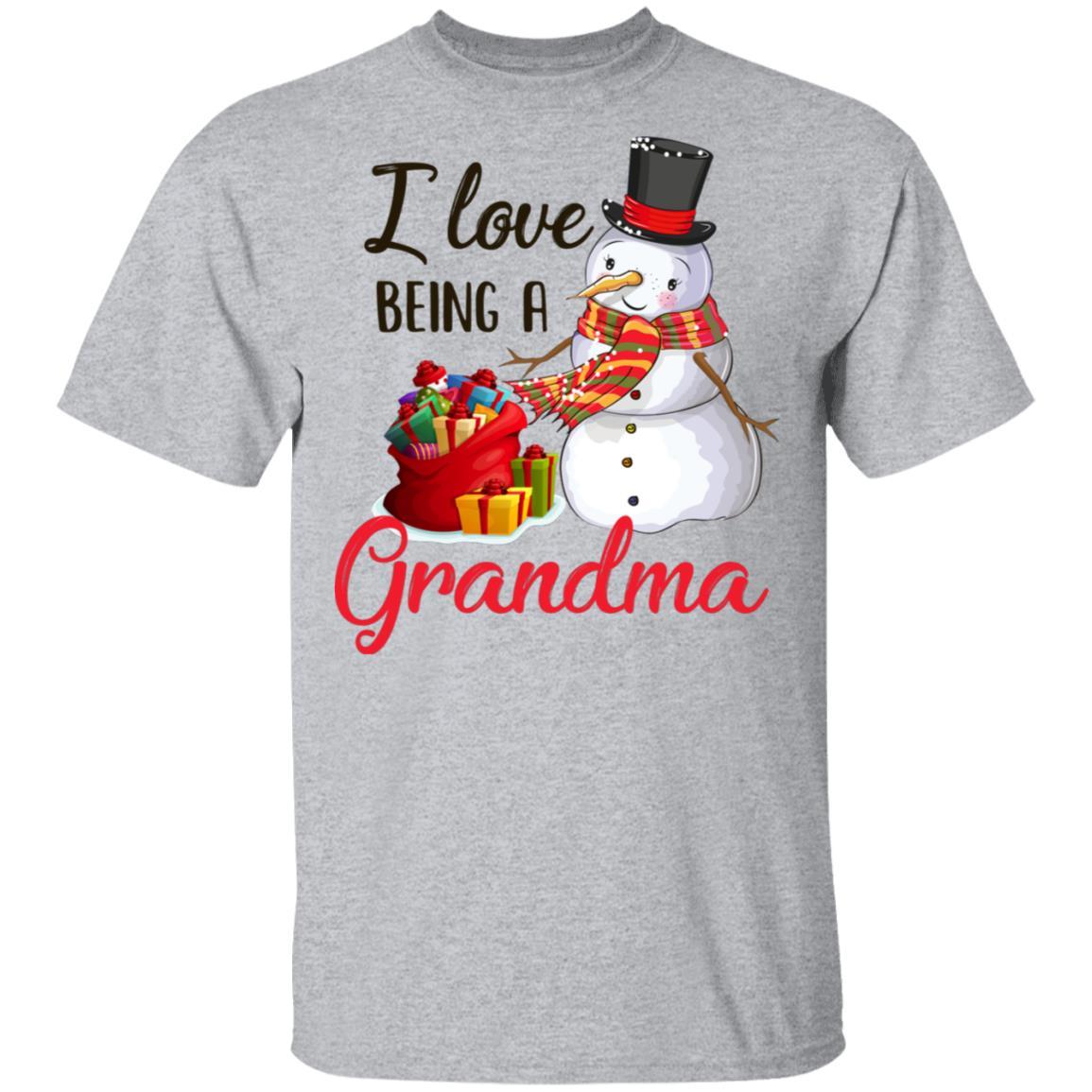 I Love Being A Grandma Snowman Gift For Christmas Day-T-Shirt & Sweatshirt-Classic T-Shirt-Sport Grey