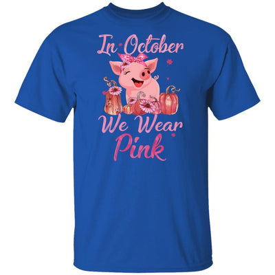 October We Wear Pink Pig Football Breast Cancer Awareness-T-Shirt & Hoodie-Classic T-Shirt-Royal