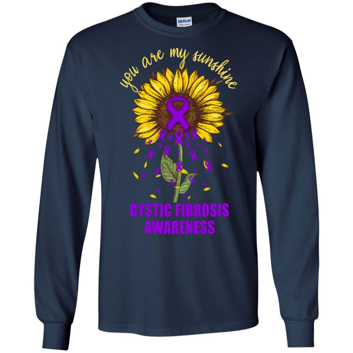 You Are My Sunshine Cystic Fibrosis Awareness-T-Shirt & Hoodie-Long Sleeve T-Shirt-Navy
