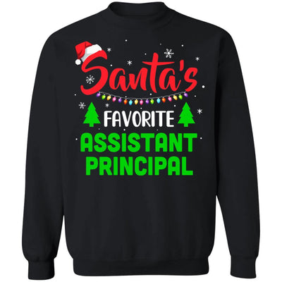 Santa's Favorite Assistant principal Funny Christmas Xmas Gifts-T-Shirt & Sweatshirt-Crewneck Sweatshirt-Black