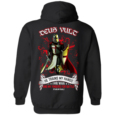 Knight Templar Deus Vult He Trains My Hands For War-T-Shirt & Hoodie-Pullover Hoodie-Black