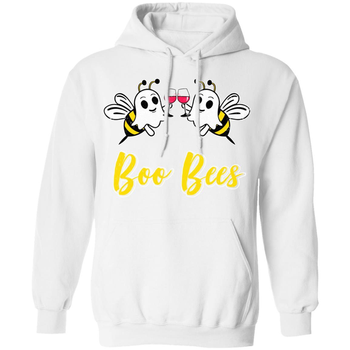 Boo Bees Drink Wine Women Funny Halloween Costume-T-Shirt & Tank Top-Pullover Hoodie-White