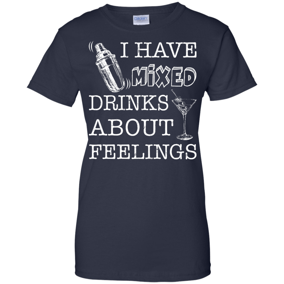 I Have Mixed Drinks About Feelings-T-Shirt & Hoodie-Women's T-Shirt-Navy