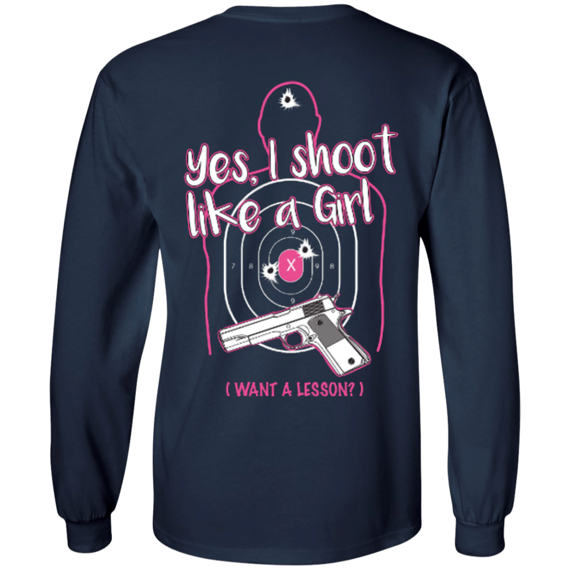 I Shoot Like A Girl-T-Shirt & Hoodie-Long Sleeve T-Shirt-Navy