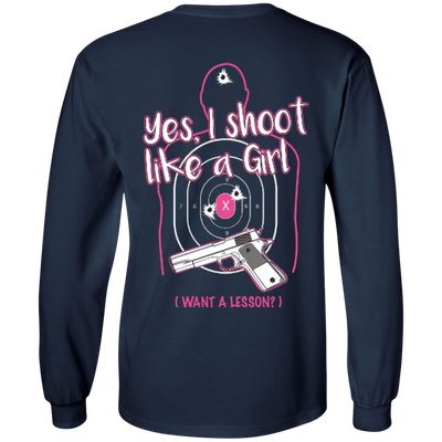 I Shoot Like A Girl-T-Shirt & Hoodie-Long Sleeve T-Shirt-Navy