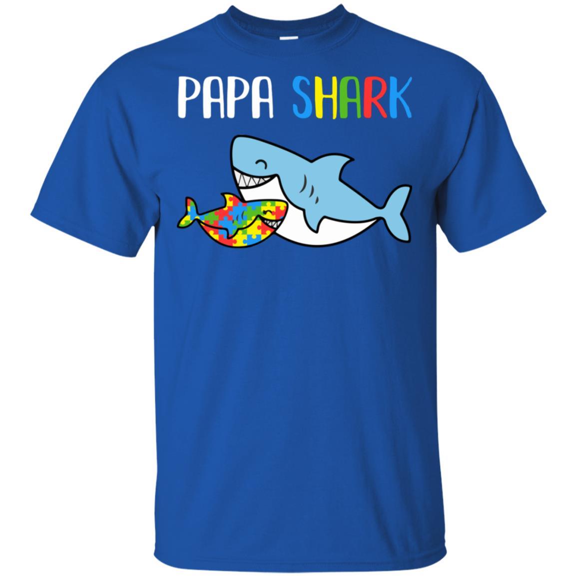 Papa Shark Support Autism Awareness For Grandchild-T-Shirt & Hoodie-Classic T-Shirt-Royal