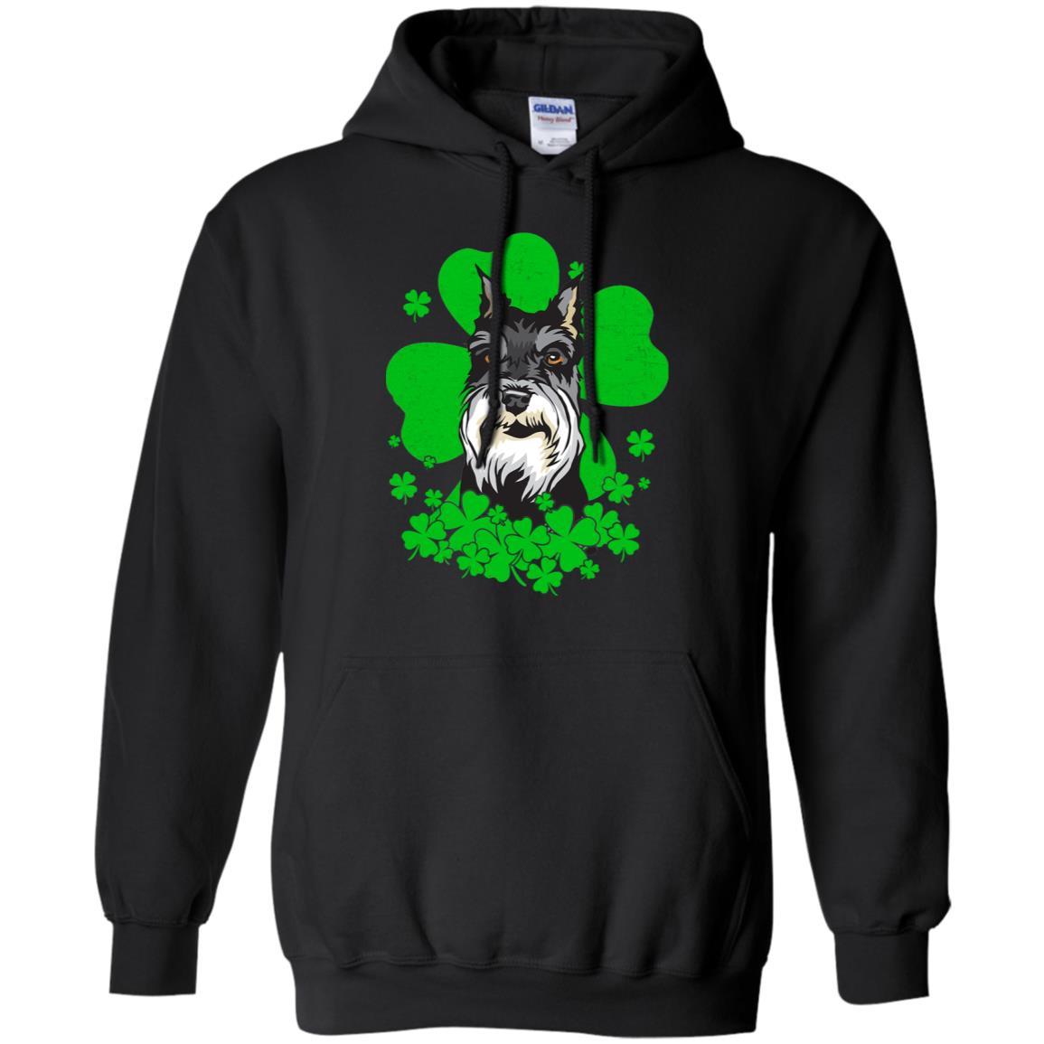 Schnauzer St. Patrick's Day Clovers-T-Shirt & Hoodie-Pullover Hoodie-Black