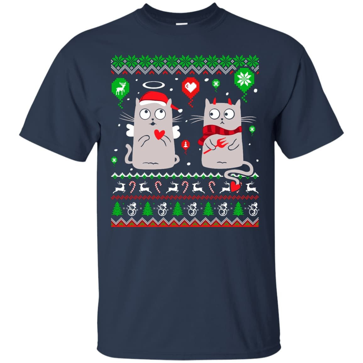 Halo Halo Christmas Cat Lover-T-Shirt & Hoodie-Classic T-Shirt-Navy