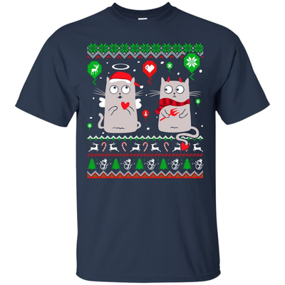 Halo Halo Christmas Cat Lover-T-Shirt & Hoodie-Classic T-Shirt-Navy