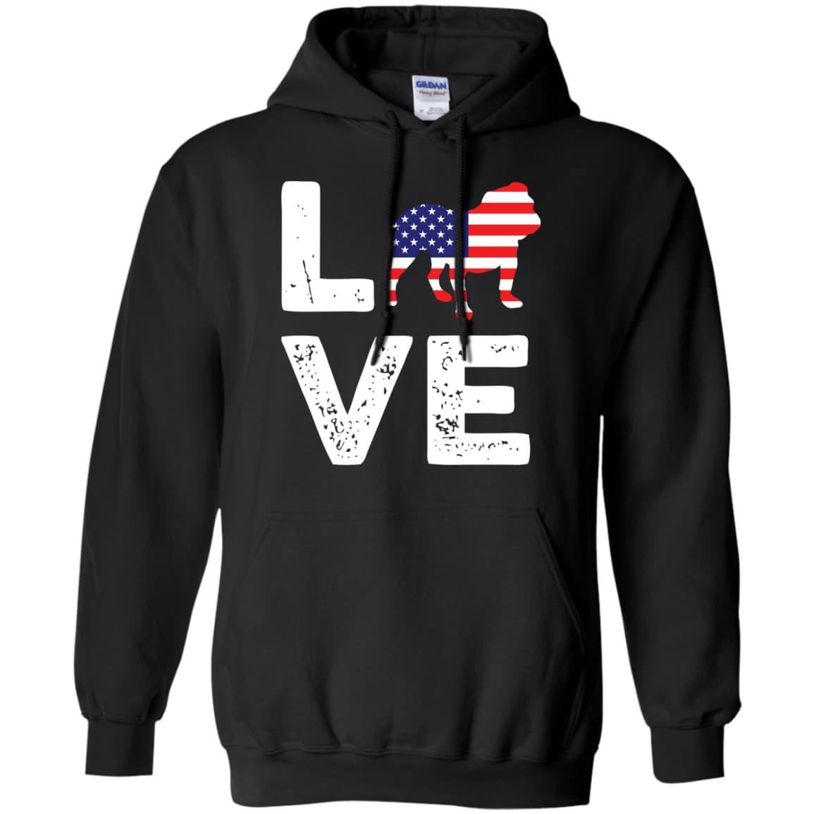 American Flag Dog Pitbull Love-T-Shirt & Hoodie-Pullover Hoodie-Black
