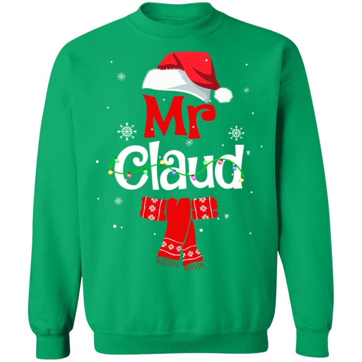 Mr Claus Daddy Claus Mama Claus Family Pajamas Christmas-T-Shirt & Sweatshirt-Crewneck Sweatshirt-Irish Green