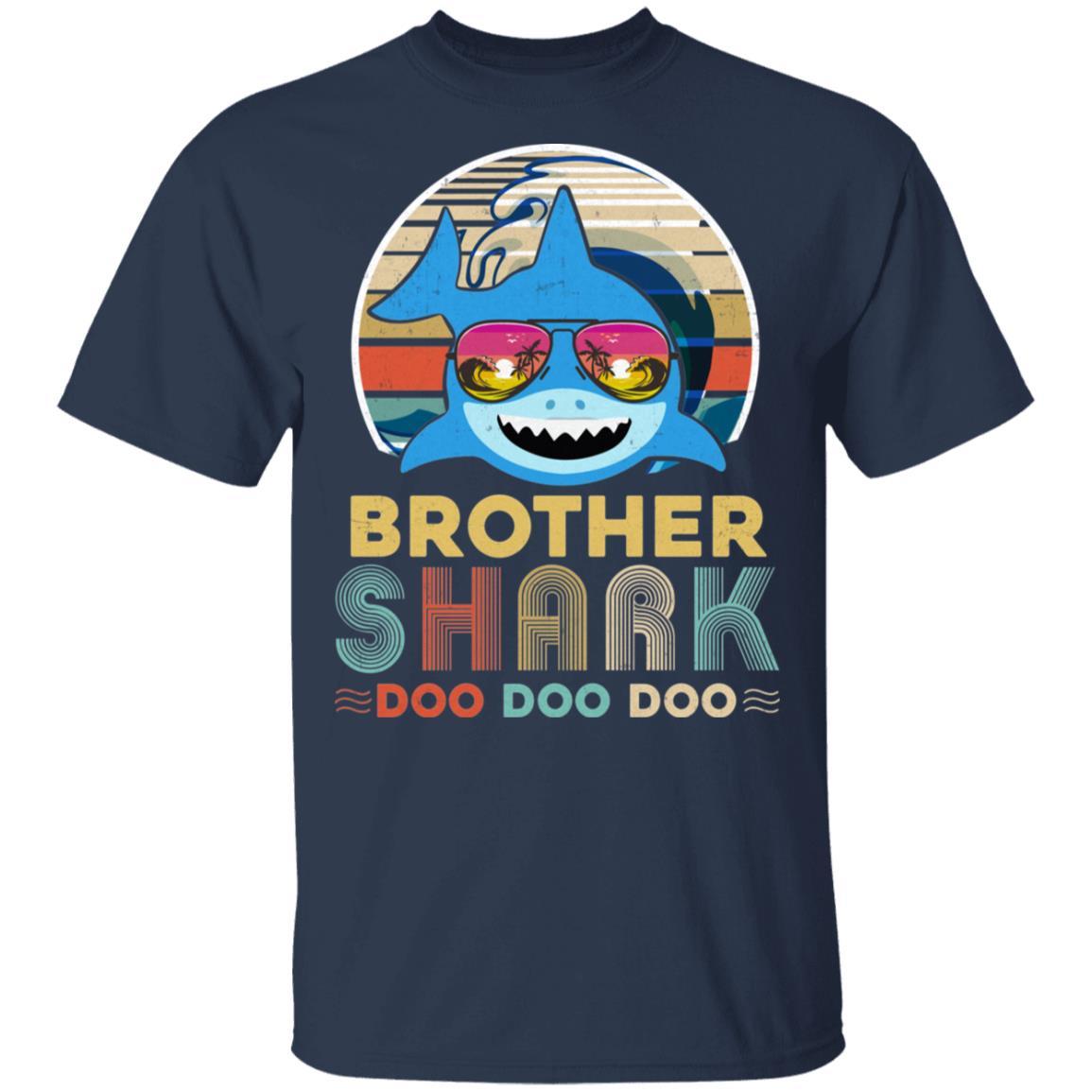 Retro Vintage Brother Shark Doo Doo Doo-T-Shirt & Hoodie-Classic T-Shirt-Navy