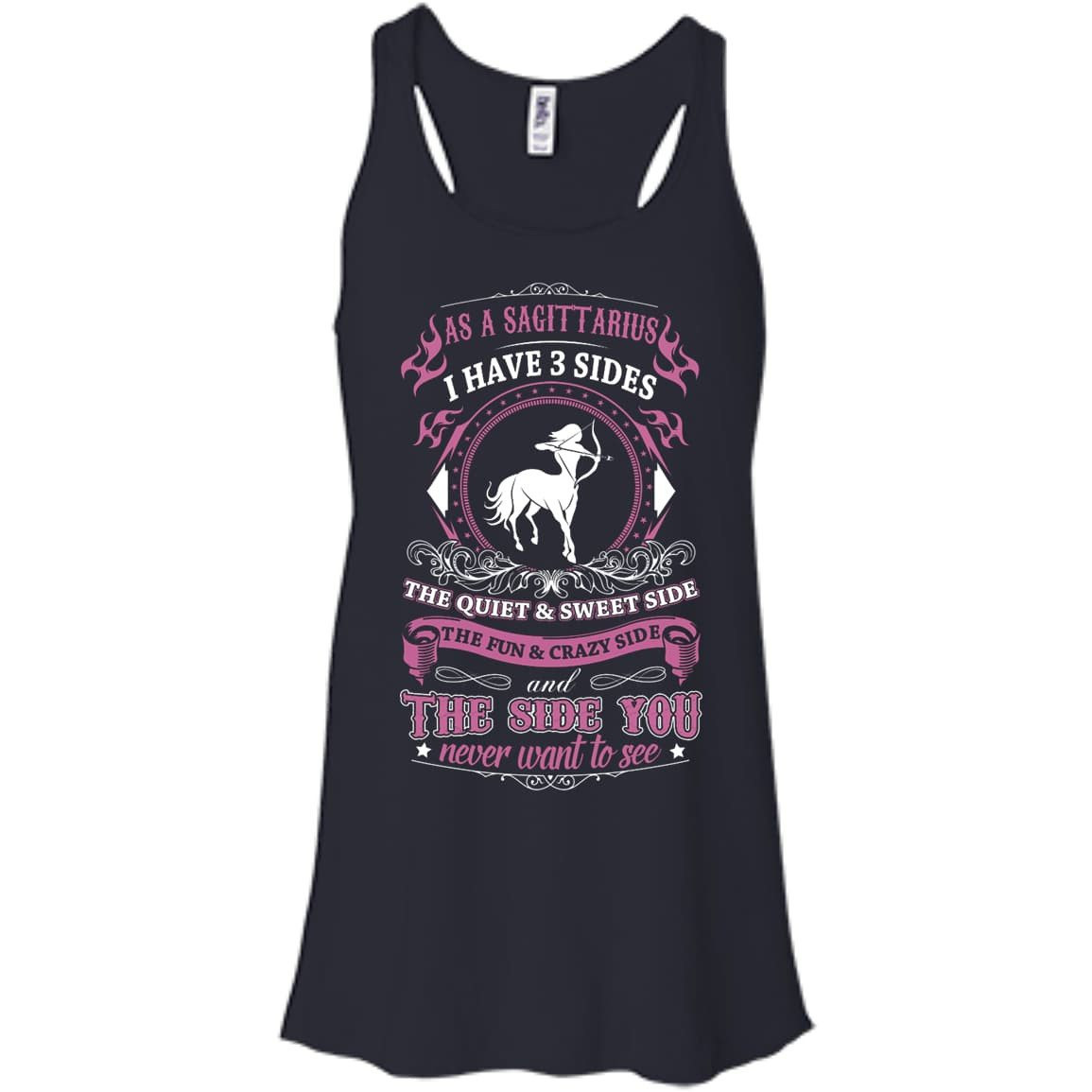 As A Sagittarius I Have 3 Sides-T-Shirt & Hoodie-Women's Flowy Racerback Tank-Midnight