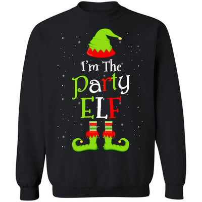 I'm The Party Elf Family Matching Funny Christmas Group Gift-T-Shirt & Sweatshirt-Crewneck Sweatshirt-Black