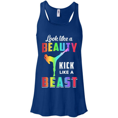 Look Like Beauty Kick Like Beast Women Kickboxing Gift-T-Shirt & Tank Top-Women's Flowy Racerback Tank-True Royal