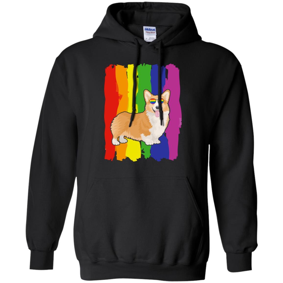 Funny Corgi LGBT LGBT Pride Gifts-T-Shirt & Hoodie-Pullover Hoodie-Black