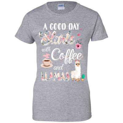 A Good Day Starts With Coffee And Llamas Lover Gift-T-Shirt & Tank Top-Women's T-Shirt-Sport Grey