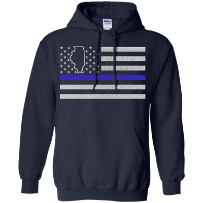 Illinois Thin Blue Line Police State-T-Shirt & Hoodie-Pullover Hoodie-Navy