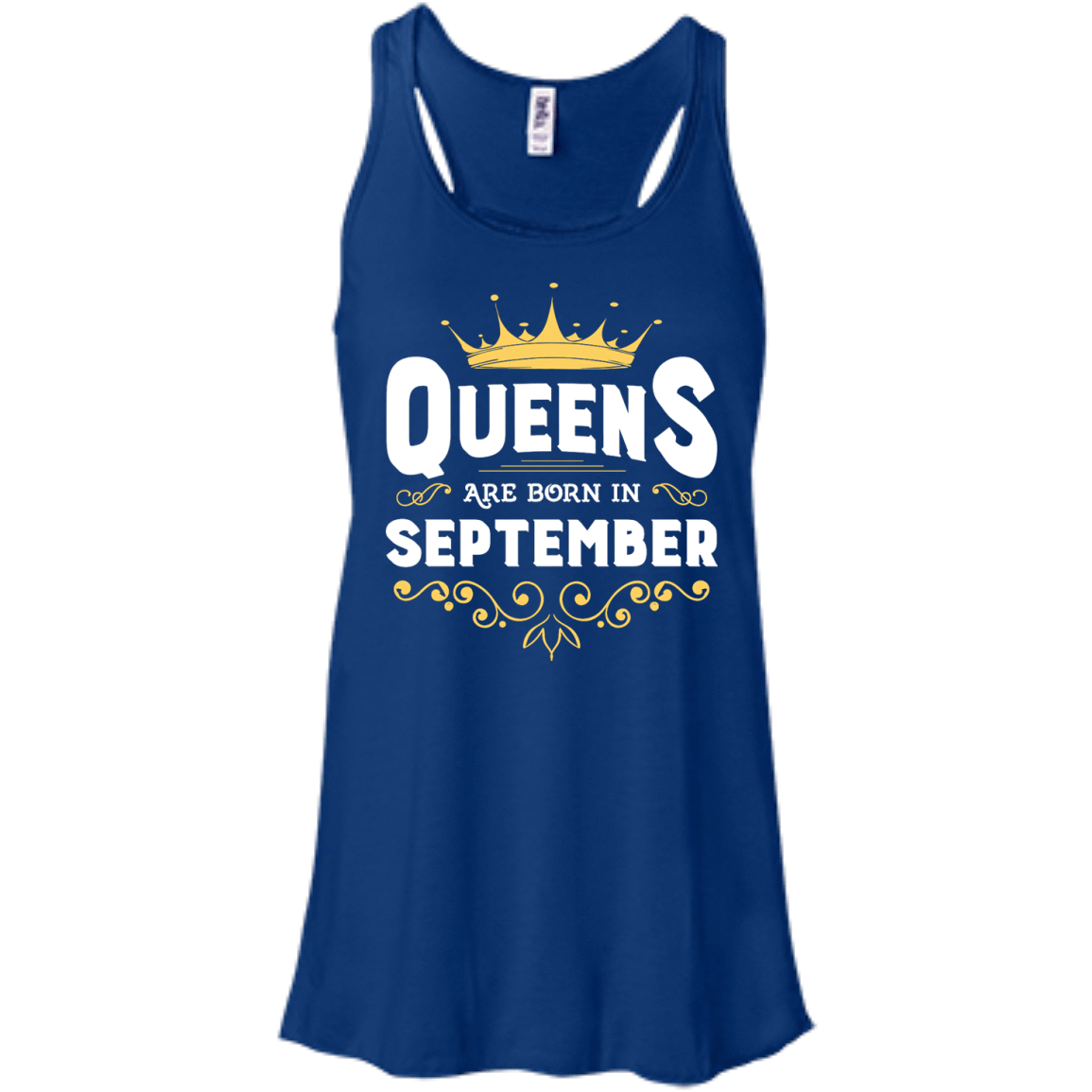 Queens Are Born In September-T-Shirt & Hoodie-Women's Flowy Racerback Tank-True Royal