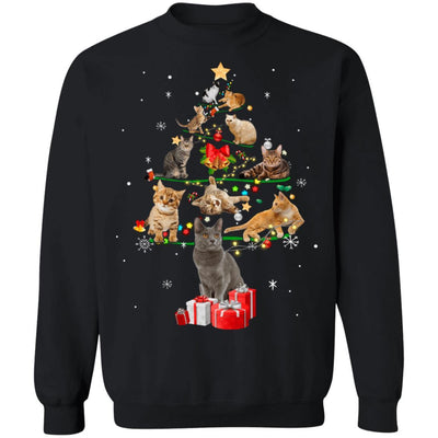 Funny Cats Christmas Tree Ornament Decor Gift-T-Shirt & Sweatshirt-Crewneck Sweatshirt-Black