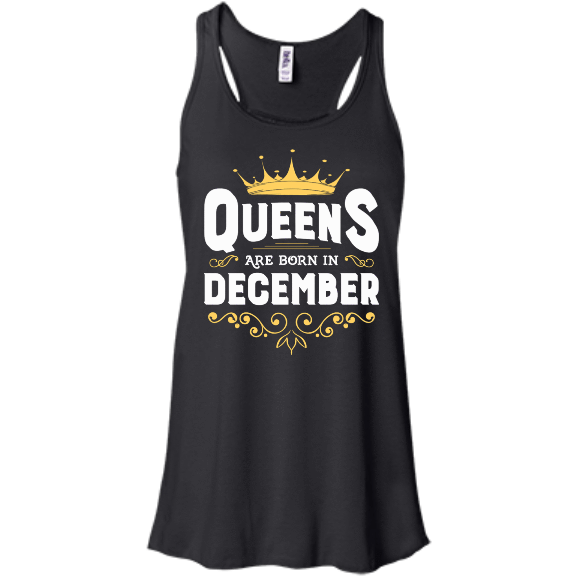 Queens Are Born In December-T-Shirt & Hoodie-Women's Flowy Racerback Tank-Black