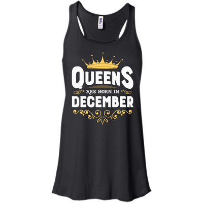 Queens Are Born In December-T-Shirt & Hoodie-Women's Flowy Racerback Tank-Black