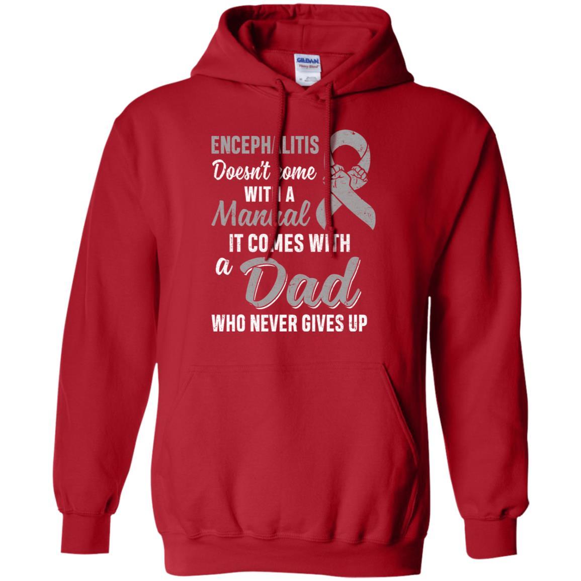 Encephalitis Awareness Dad Warrior Gifts-T-Shirt & Hoodie-Pullover Hoodie-Red