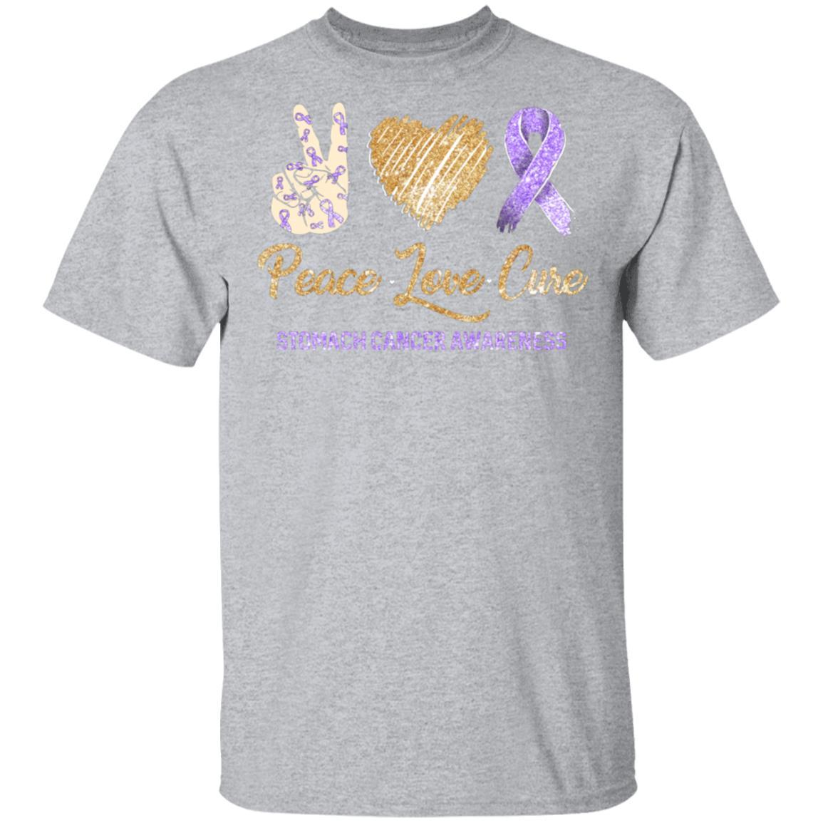 Peace Love Cure Stomach Cancer Awareness-T-Shirt & Hoodie-Classic T-Shirt-Sport Grey
