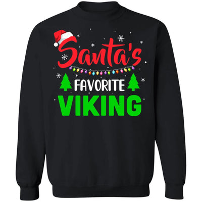 Santa's Favorite Viking Funny Christmas Xmas Gifts-T-Shirt & Sweatshirt-Crewneck Sweatshirt-Black
