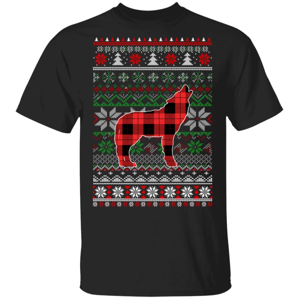 Wolve Red Plaid Ugly Christmas Sweater Funny Gifts