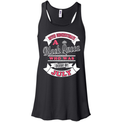 Never Underestimate A Black Queen Who Was Born In July-T-Shirt & Hoodie-Women's Flowy Racerback Tank-Black