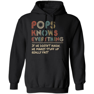 Pops Know Everything Vintage Pops Father's Day Gift-T-Shirt & Hoodie-Pullover Hoodie-Black