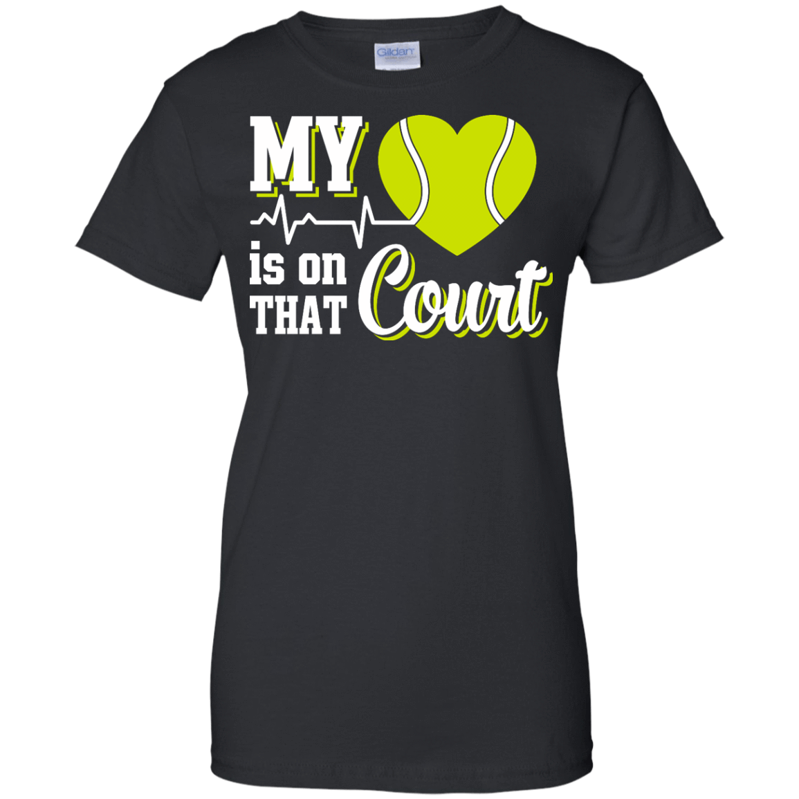 My Heart Is On That Court Tennis T Shirt-T-Shirt & Hoodie-Women's T-Shirt-Black